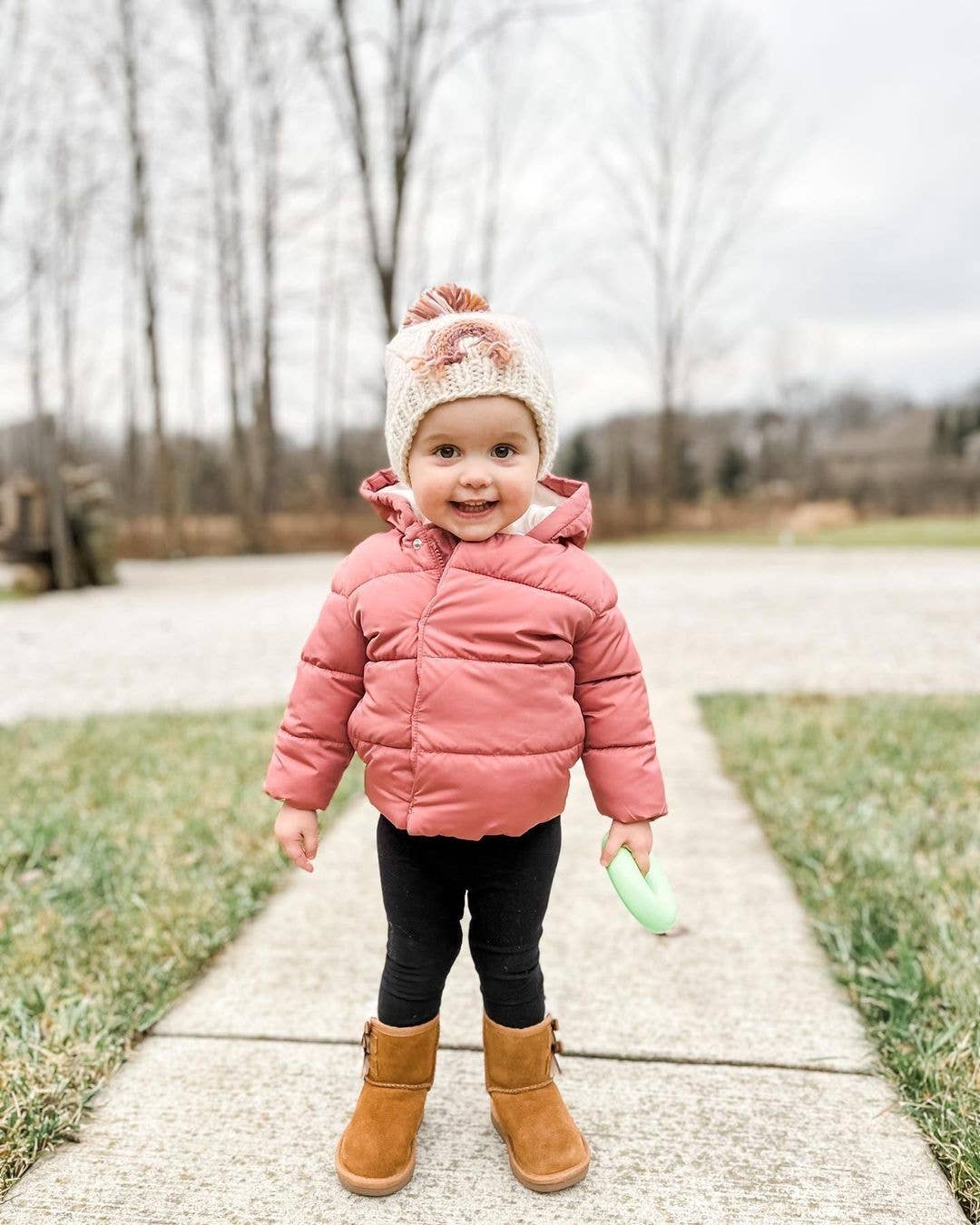 Mauve Rainbow Knit Beanie Hat Baby & Kids