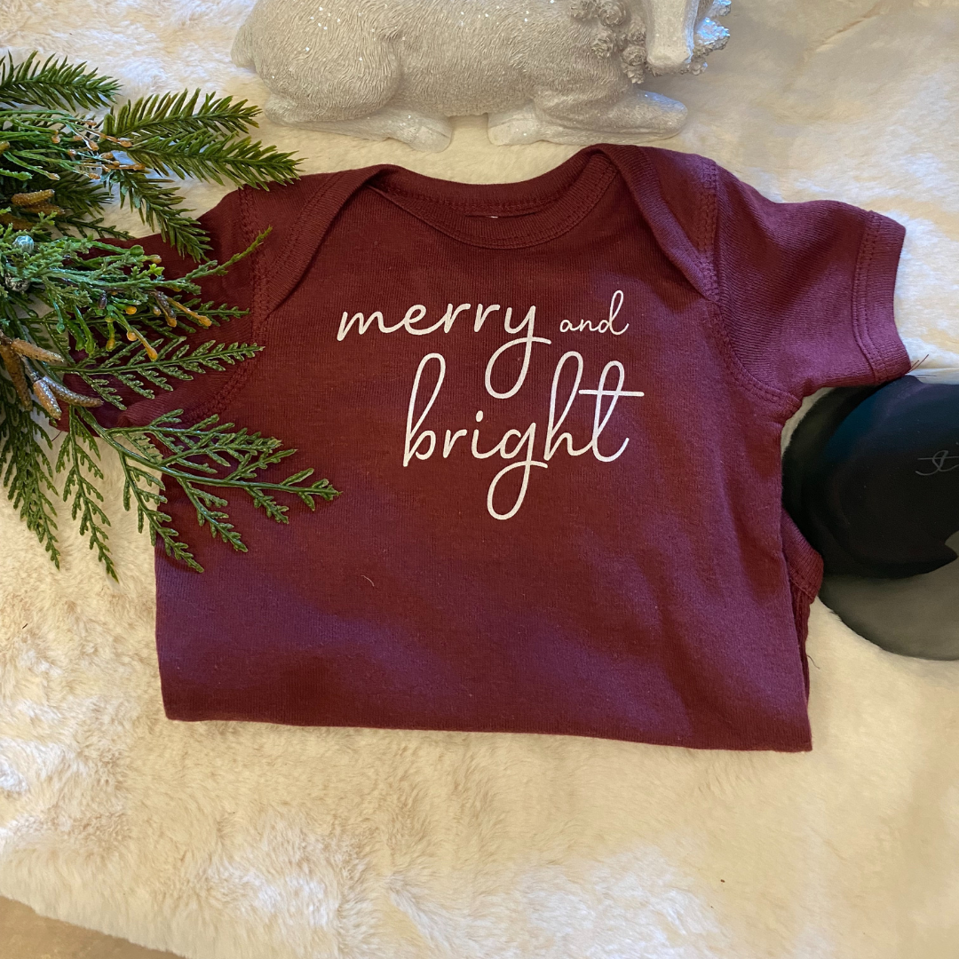 Merry and Bright Onesie and Toddler Tee