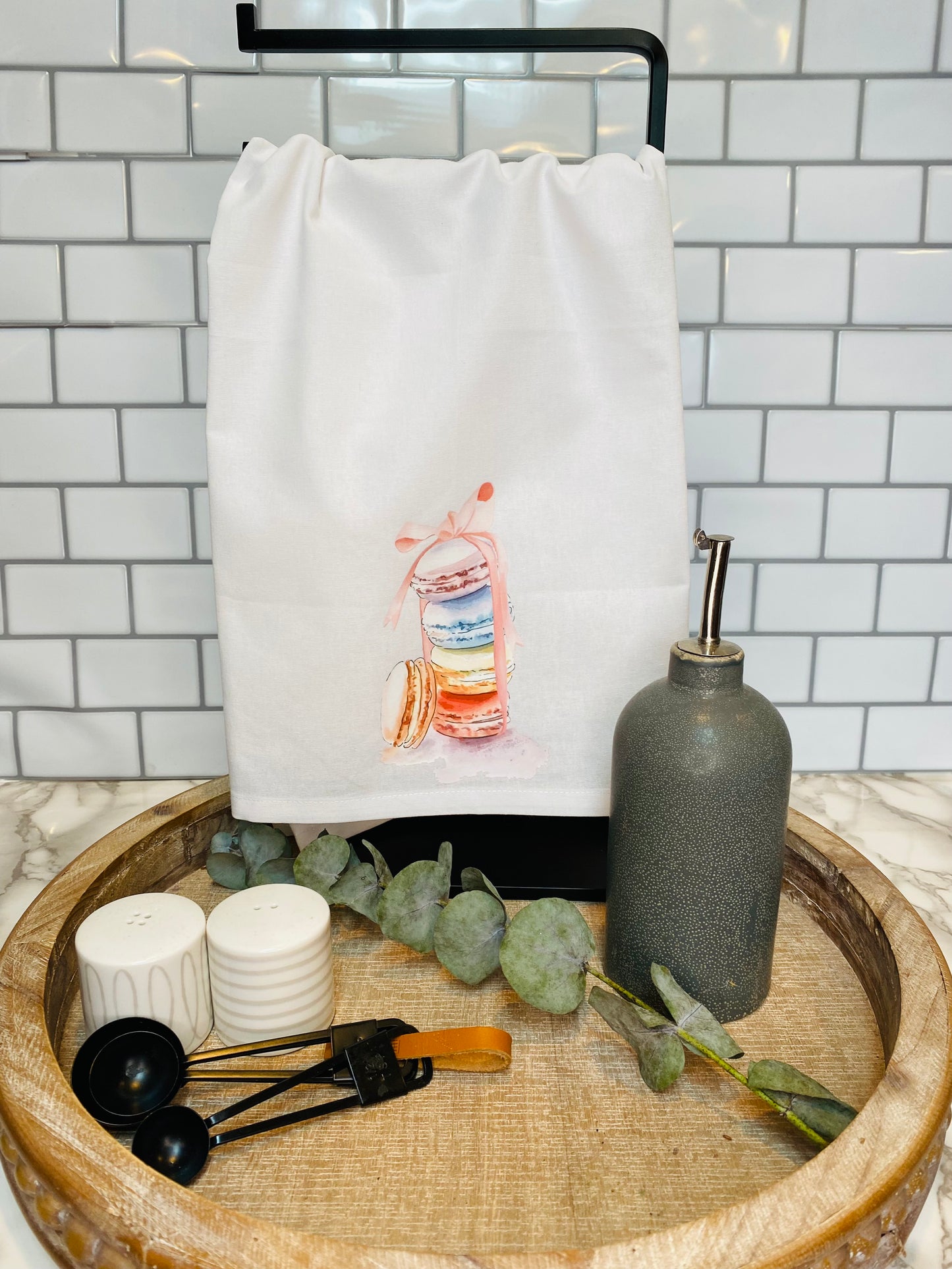 Watercolor Macarons Tea Towel