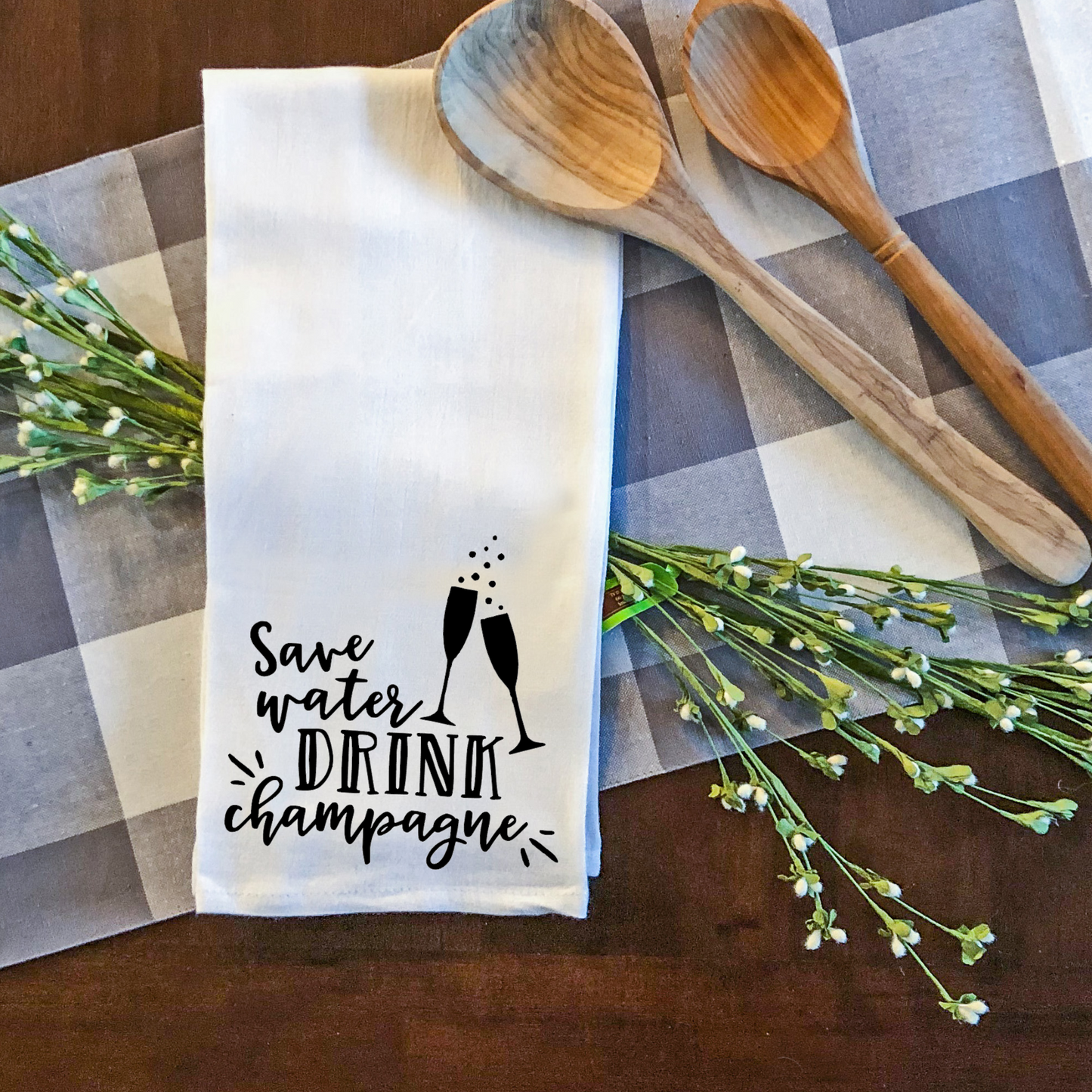 Save Water Drink Champagne Tea Towel